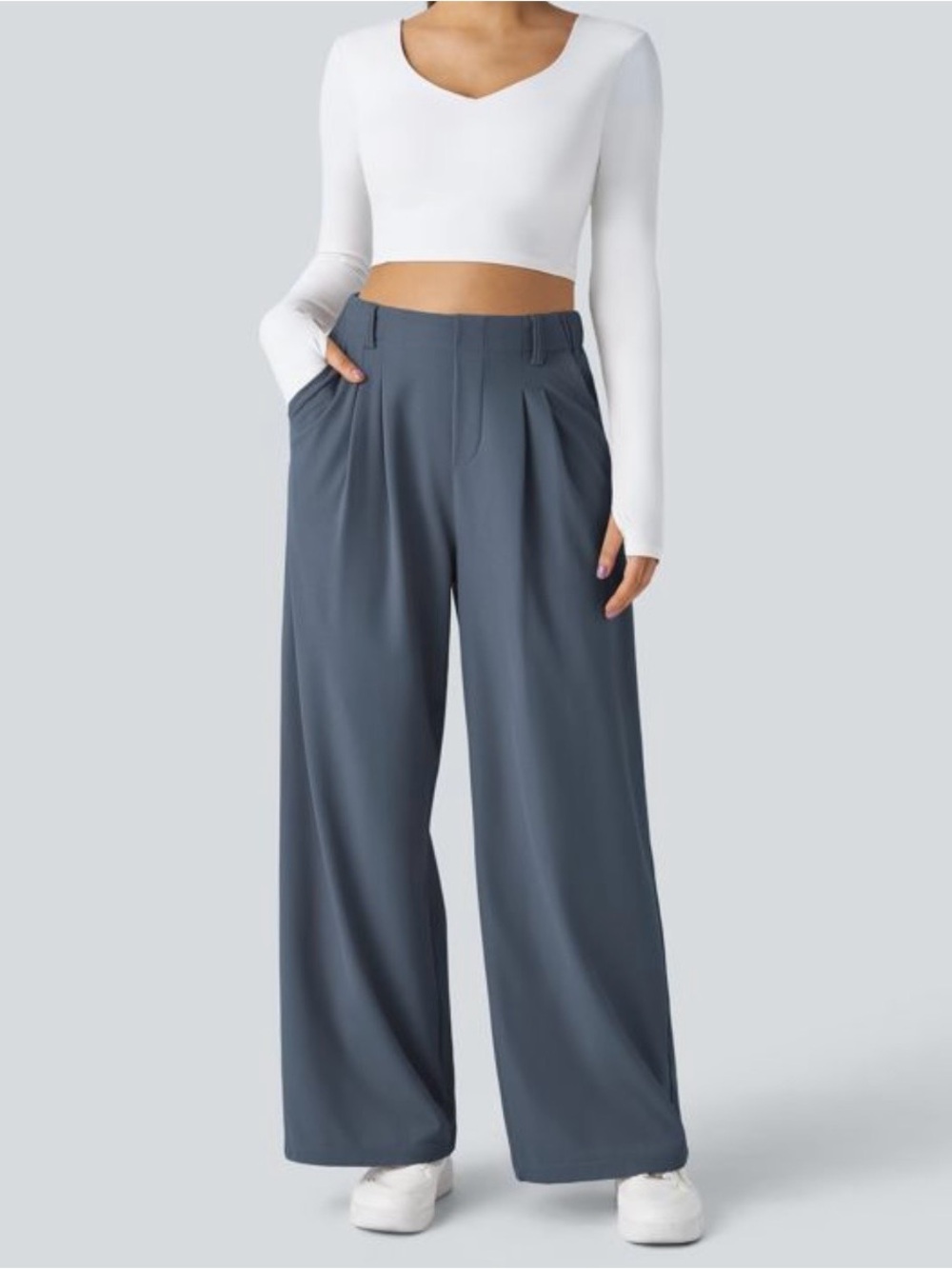 Halara flex High Waisted Pocket Wide Leg Waffle Work Pants! NWT! Size Large!